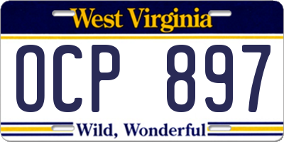 WV license plate OCP897