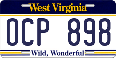 WV license plate OCP898