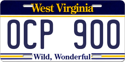 WV license plate OCP900