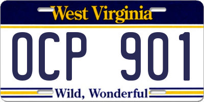 WV license plate OCP901