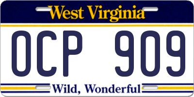 WV license plate OCP909