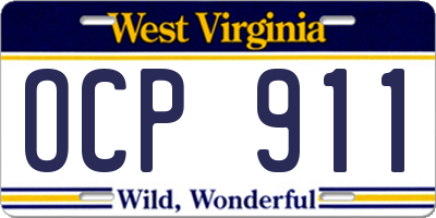 WV license plate OCP911