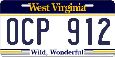 WV license plate OCP912