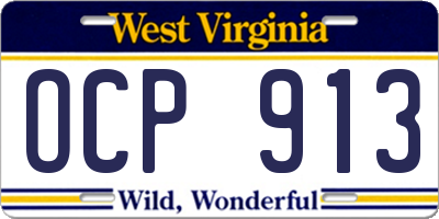 WV license plate OCP913