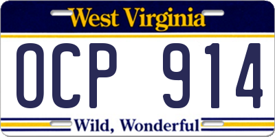 WV license plate OCP914