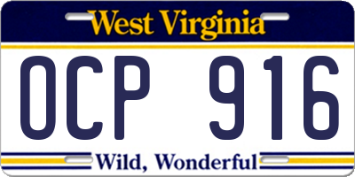 WV license plate OCP916