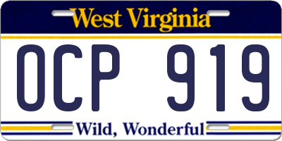 WV license plate OCP919