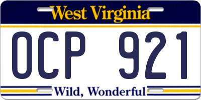 WV license plate OCP921