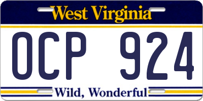 WV license plate OCP924