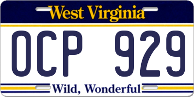 WV license plate OCP929