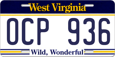 WV license plate OCP936