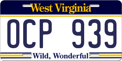 WV license plate OCP939