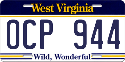 WV license plate OCP944