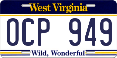WV license plate OCP949