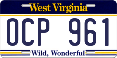 WV license plate OCP961