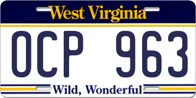 WV license plate OCP963