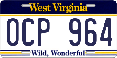 WV license plate OCP964