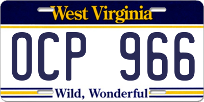 WV license plate OCP966