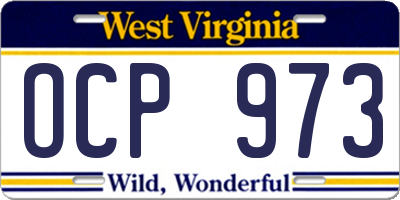WV license plate OCP973