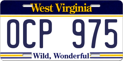 WV license plate OCP975
