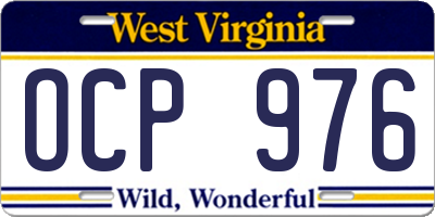 WV license plate OCP976