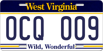 WV license plate OCQ009