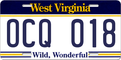 WV license plate OCQ018