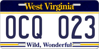 WV license plate OCQ023