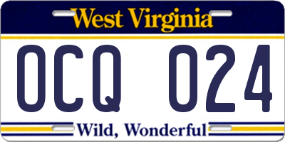 WV license plate OCQ024