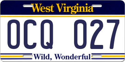WV license plate OCQ027