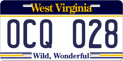 WV license plate OCQ028