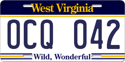 WV license plate OCQ042