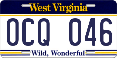 WV license plate OCQ046