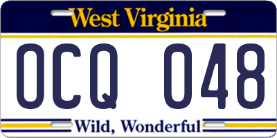 WV license plate OCQ048