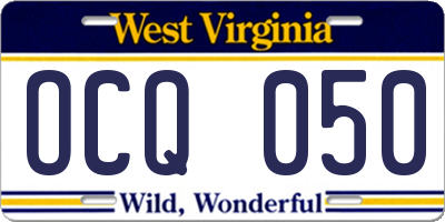WV license plate OCQ050