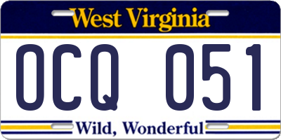 WV license plate OCQ051