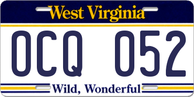 WV license plate OCQ052