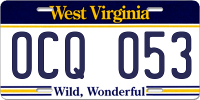 WV license plate OCQ053
