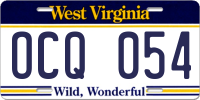 WV license plate OCQ054