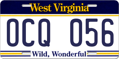 WV license plate OCQ056