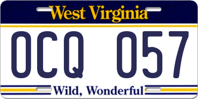 WV license plate OCQ057