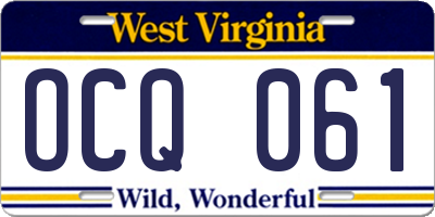 WV license plate OCQ061