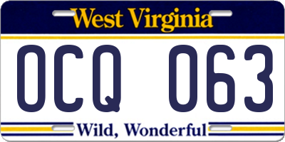 WV license plate OCQ063