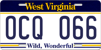 WV license plate OCQ066