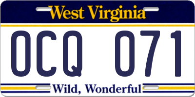 WV license plate OCQ071