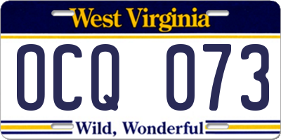 WV license plate OCQ073