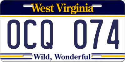 WV license plate OCQ074