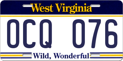WV license plate OCQ076