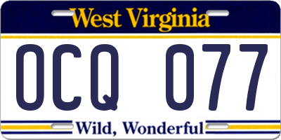 WV license plate OCQ077