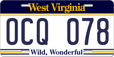 WV license plate OCQ078